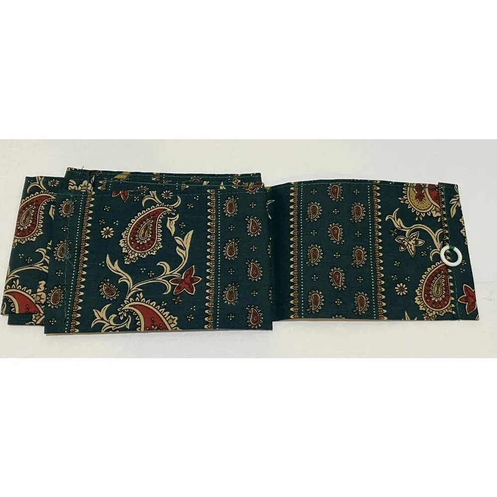 Valance Drapes Window Covering Set Green Paisley Crown Crafts Middlebury NEW